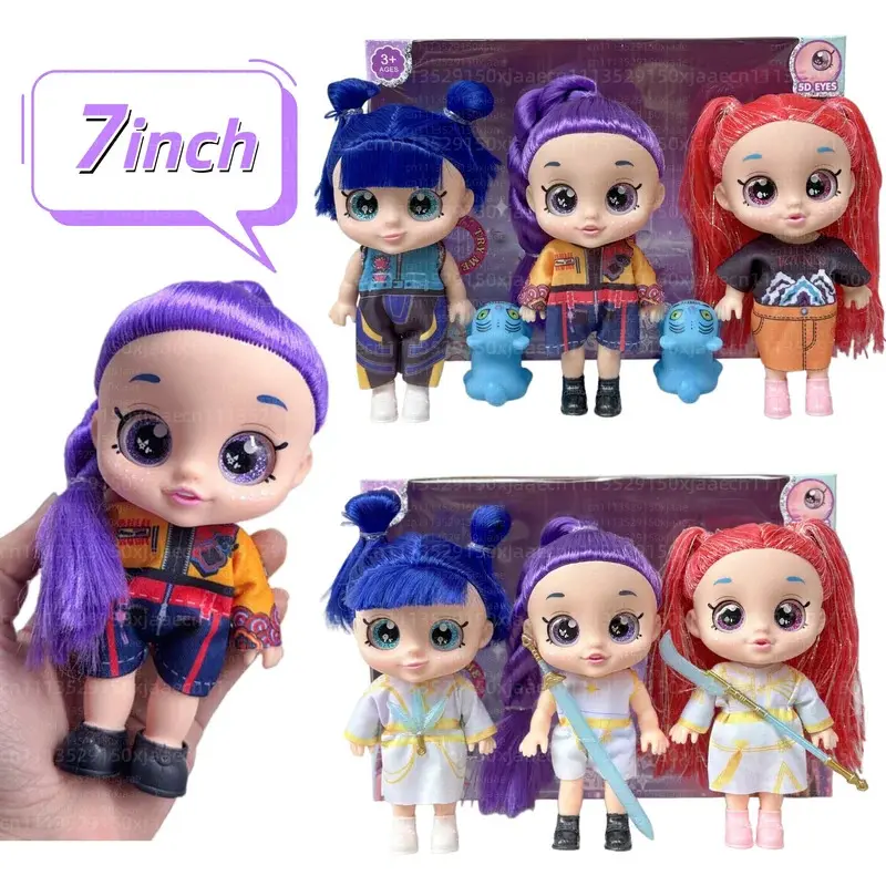 7-Inch Anime Girl Vinyl Mini Figure - 5D Glitter Eyes, Musical, Jointed Articulating Posable Figurine Collectibles, Cute Doll Toy, Birthday Gift for Kids & Fans