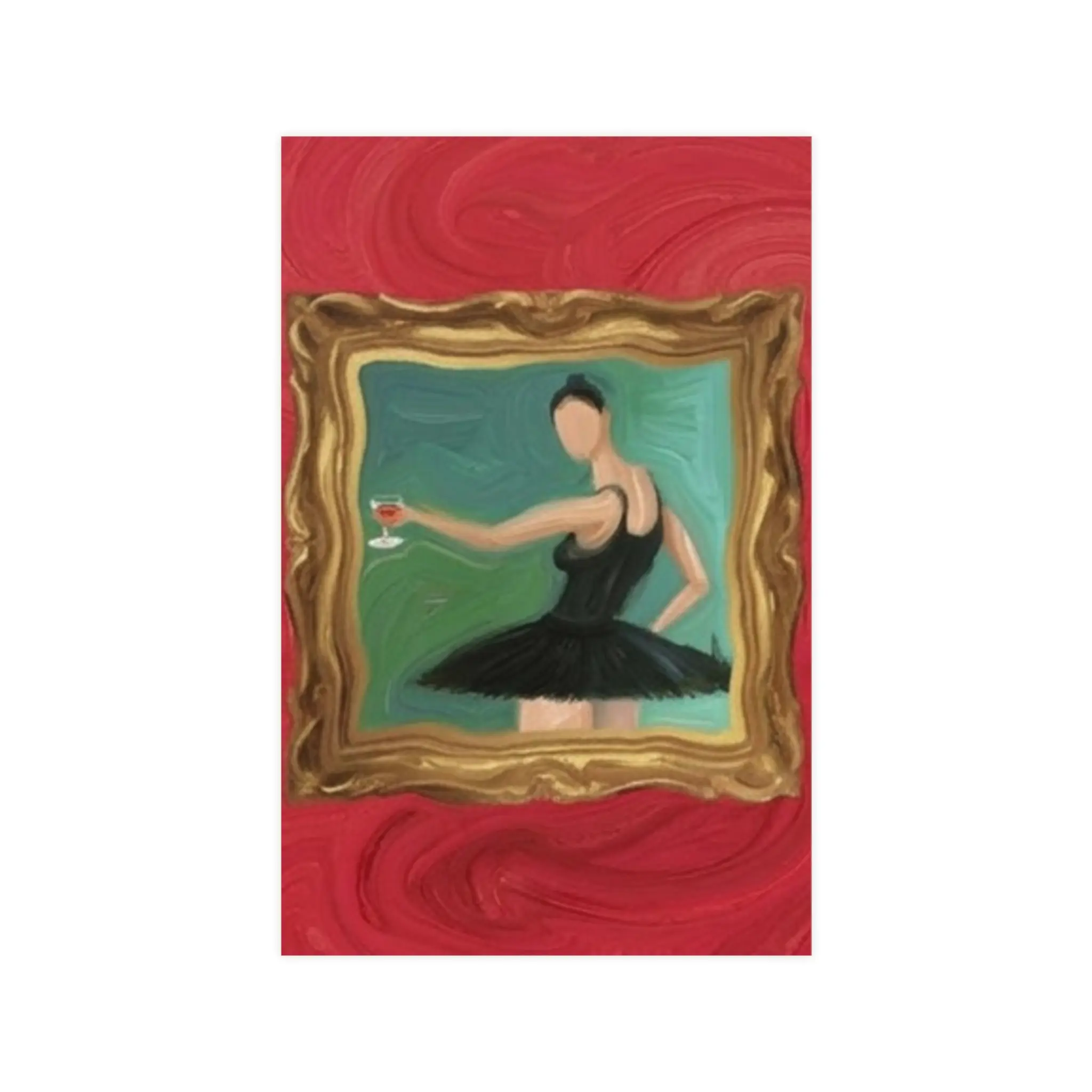 11"x14" Vertical Sturdy Water-Resistant Whimsical Aesthetic Colorful Style Ballerina Wall Art Poster - Matte Paper Printing, Glass Frame, Wipe-Clean Home Supplies for Room Artistic Display