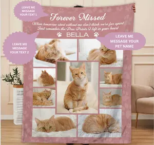 Pet Memorial Personalized Gift, Sympathy Pet Memorial Blanket, Bereavement Pet Blanket, Cat Memorial Gift, Personalized Gifts