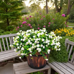 Artificial Fake Flowers Plants for, 16 Bundles Faux Eucalyptus Flower UV Resistant Realistic for Planter Front Door Porch White