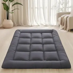 Floor Mattress Foldable & Portable Roll Up Futon Mattress 3" Grey Tatami Mat for Adult and ,Shredded Memory  Filled with Straps Sleeping Pad Suitable for Camping,39"x 80"  Size