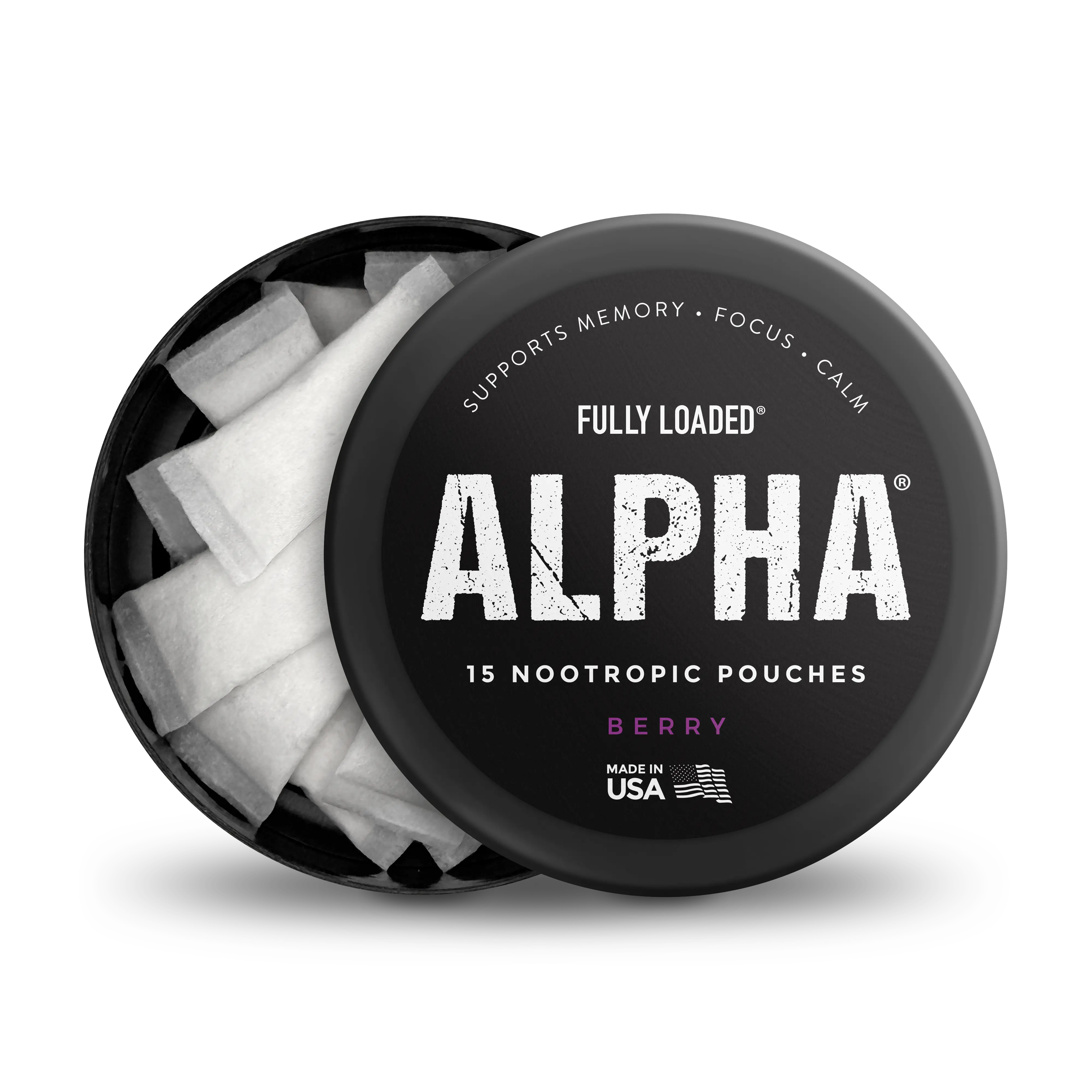 ALPHA Berry Nootropic Pouches by Fully Loaded - Calm, Focus, Memory - Sugar Free health fitness Flavor Brain Support