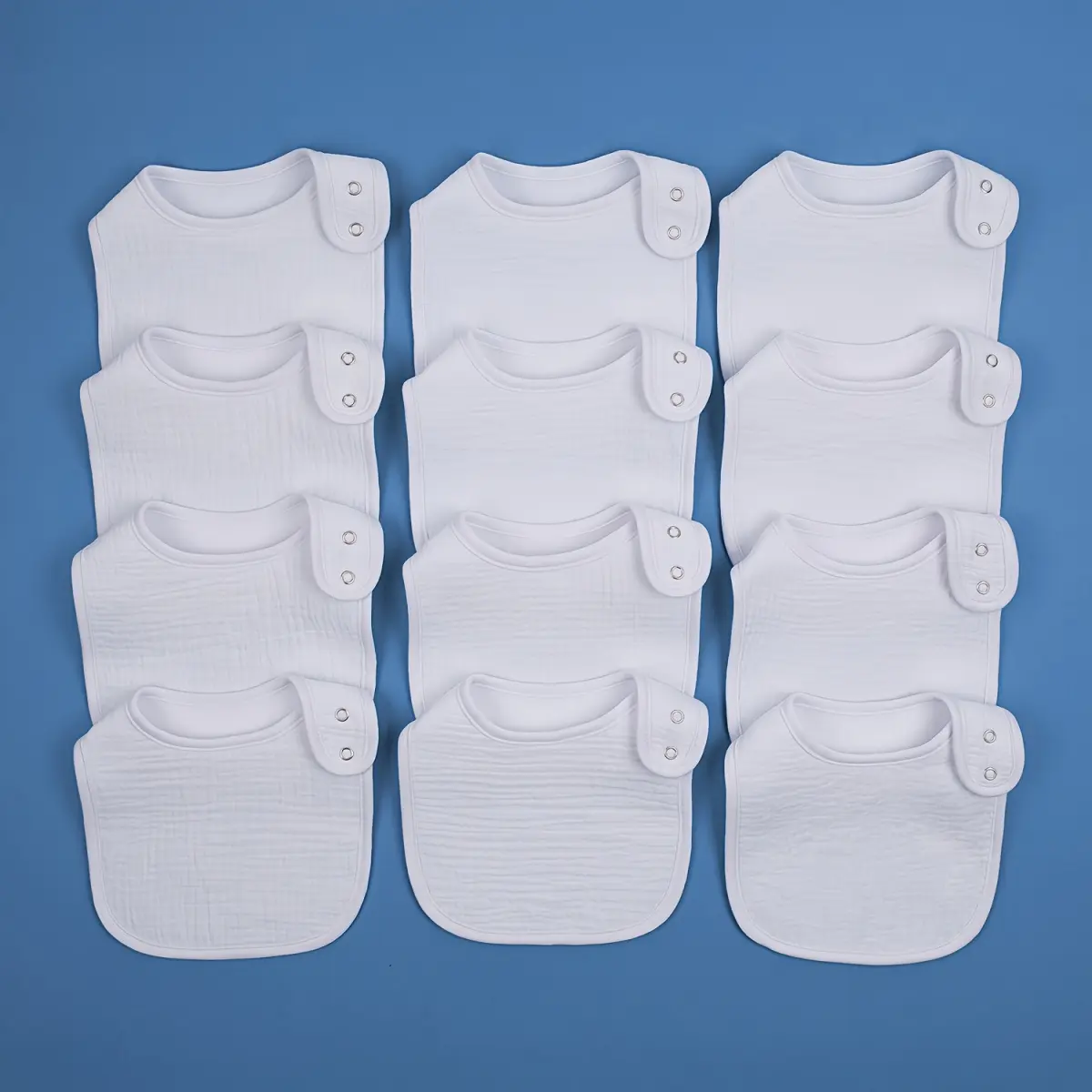 12 Pack Cotton Muslin Baby Bibs – Soft Absorbent & Breathable Feeding Bibs with Adjustable Snaps, Multicolor Unisex Bibs for Boys & Girls, Infant Essentials bibs muslin