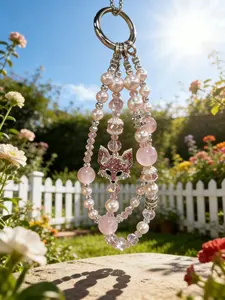 Small Fox Crystal Chain Accessory, Fits All Phones & Bags, Elegant Floral Pattern, Charming Charm Pendant for Stylish