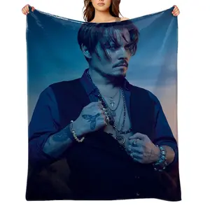 johnny-depp-Flannel Throw Blanket for Girls Boys- Ultra Soft, Anti-Shrink & Wrinkle-Resistant ,Quick-Dry, Machine Washable Cozy Throw ,Perfect Gift for Kids Adults A-37