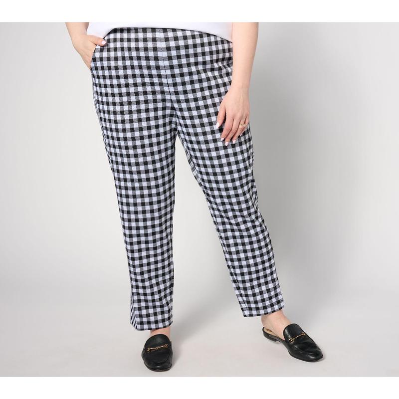 Isaac Mizrahi Live! Regular Gingham Pattern Ankle Pants