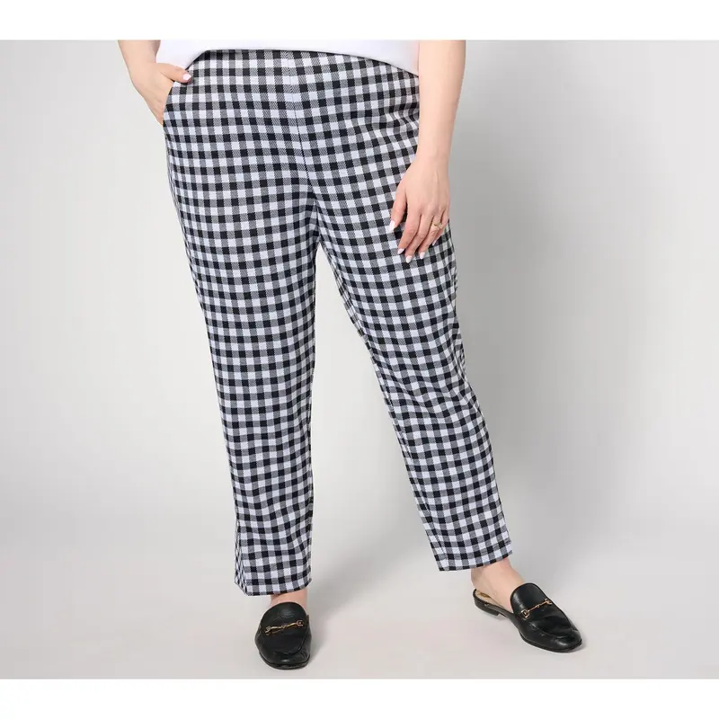 Isaac Mizrahi Live! Regular Gingham Pattern Ankle Pants