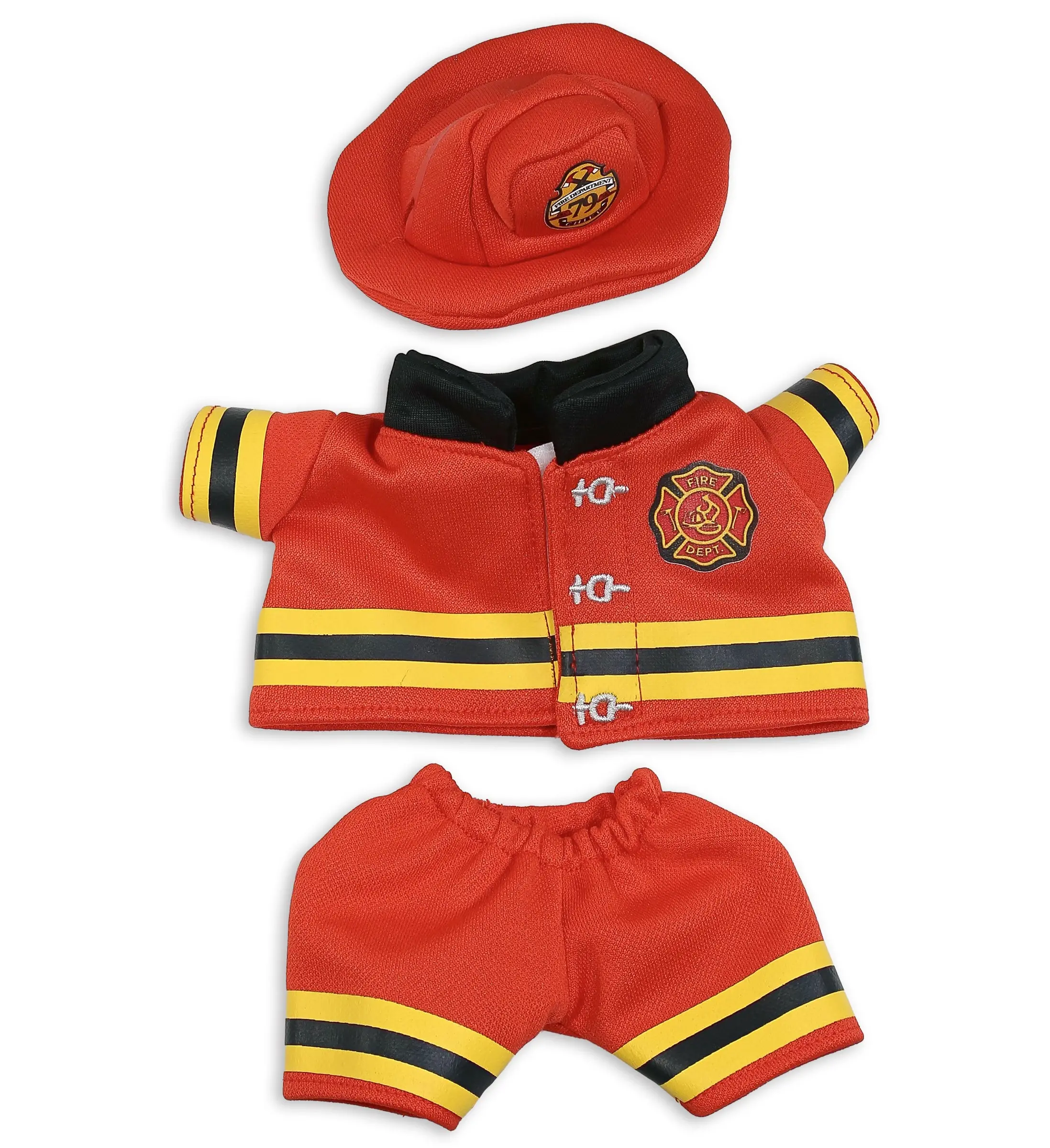 DOLLIBU Small Polyester Fireman Doll Accessory Plush, Dress-Up Item with Helmet Holes, Suitable for Ages 0+