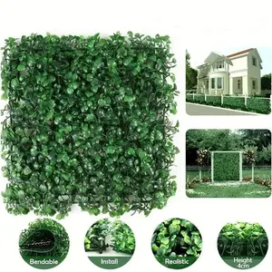 10pcs Artificial Plant Wall Leaves, Hedge Grass Mat Panel Fence Background Wall, Garden Yard Home Wall Decoration 25x25 Cm/10x10 Inch