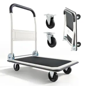 【SummerFinds】VEVOR Foldable Push Cart Dolly, 330 lbs (149.7 kg) Load Capacity, Folding Platform Truck with Flexible Rolling Swivel Wheels, Compact Yet Spacious Moving Hand Truck, 3.78 in Space-Saving Push Handle, 29x18.9x32.5 in for Easy Storage