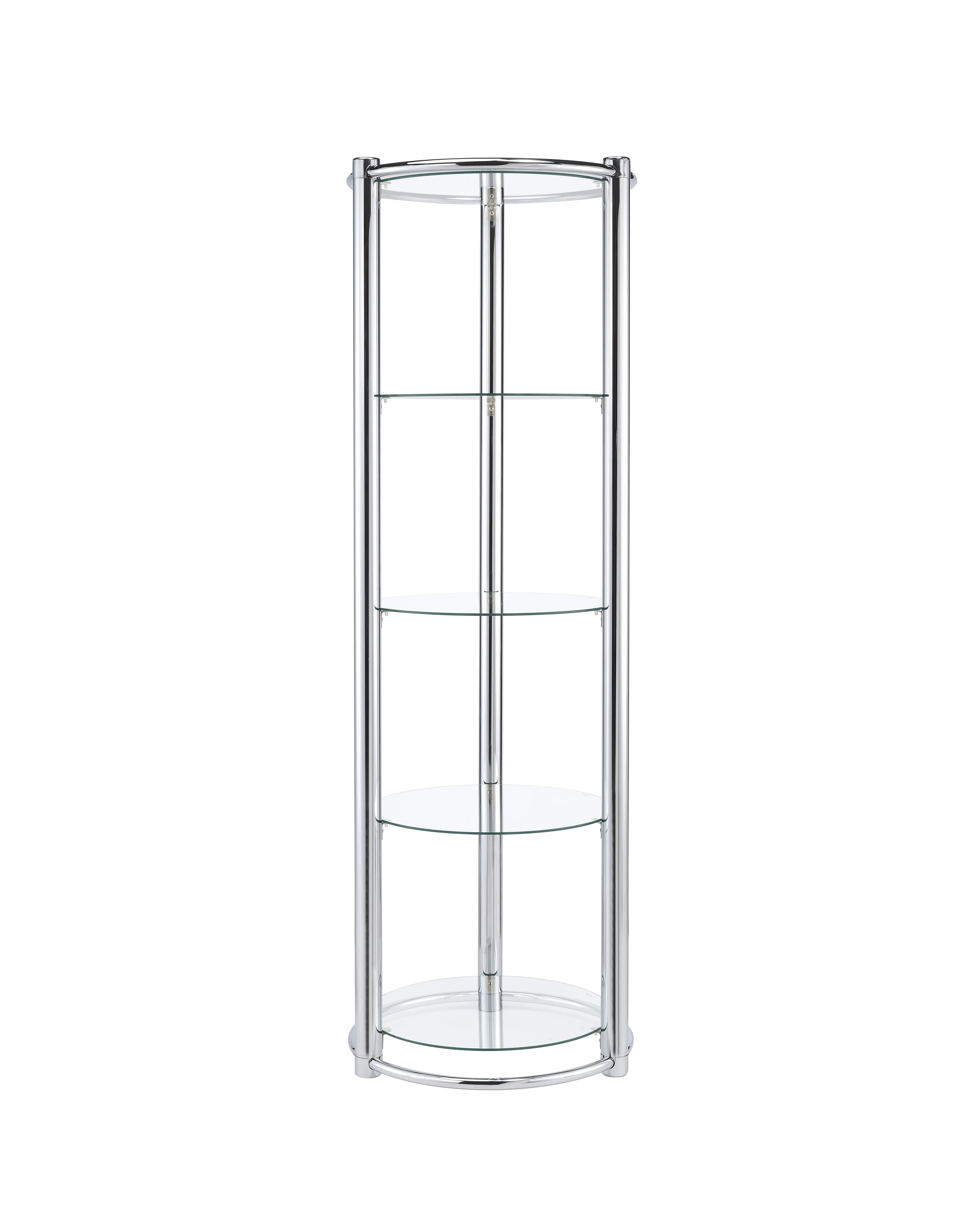Curio Round Shape Display Shelf Tempered Glass/Chrome