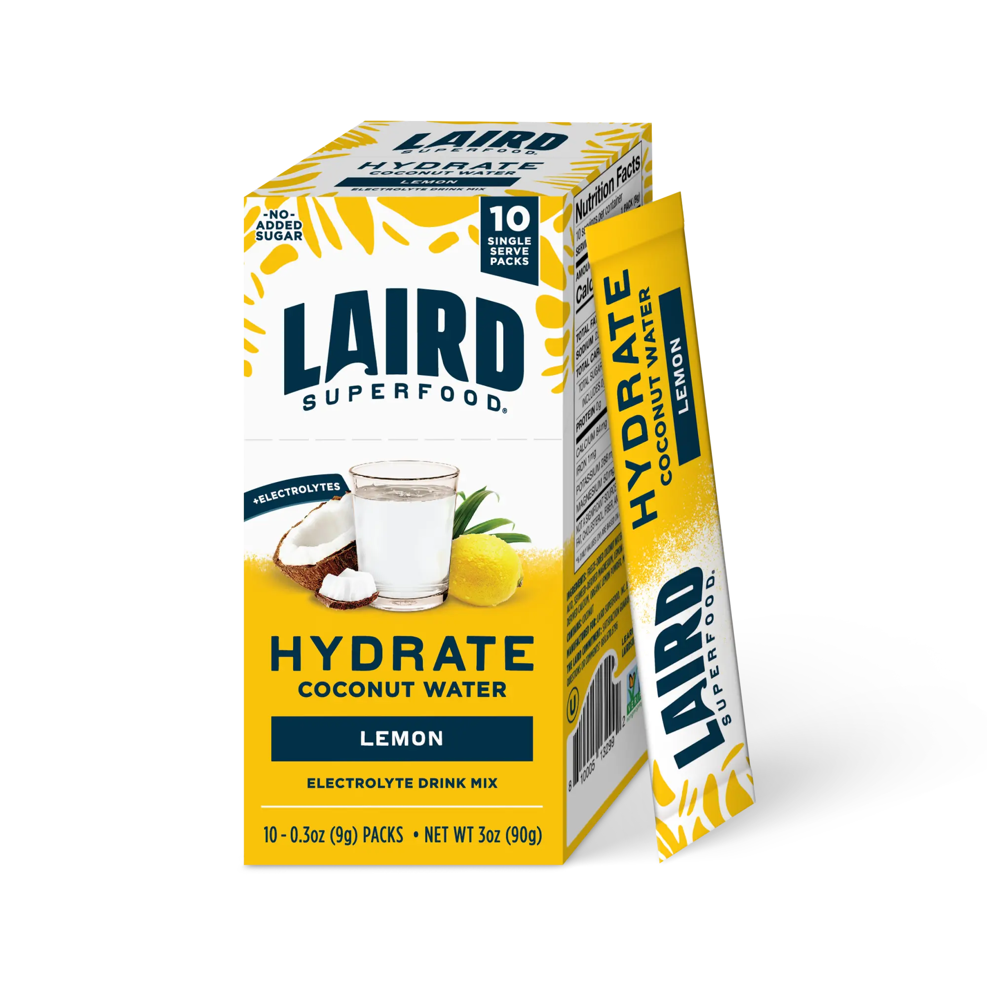 Laird Superfood Hydrate Lemon Coconut Water Electrolyte Drink Mix 10 Single Sticks Natural Nourishing Hydration Laird Superfood Hydrate Lemon Coconut Water Electrolyte Drink Mix 10 Single Sticks Natural Nourishing Hydration