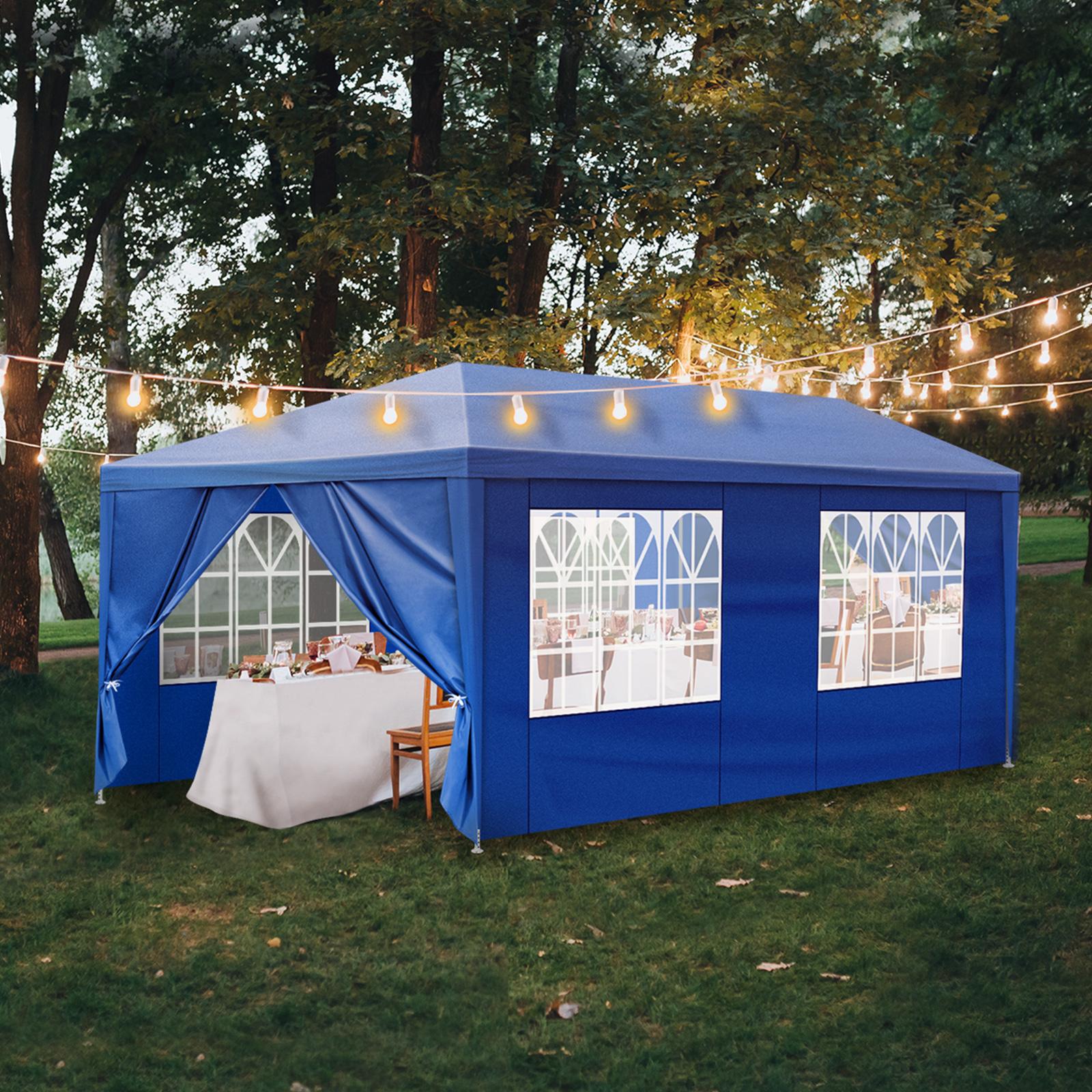Patio Wedding Camping Backyard Party, 10'x20' Blue Waterproof Canopy with 6 Removable Sidewalls, Outdoor Gazebo Tent