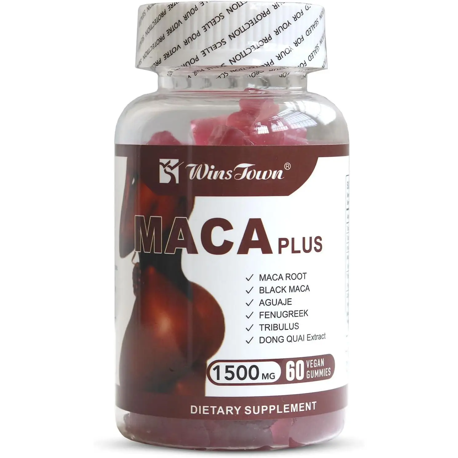 Wins Town Maca Plus Gummies, 1500mg Big Booty Enhancer with Black Maca Root & Do...