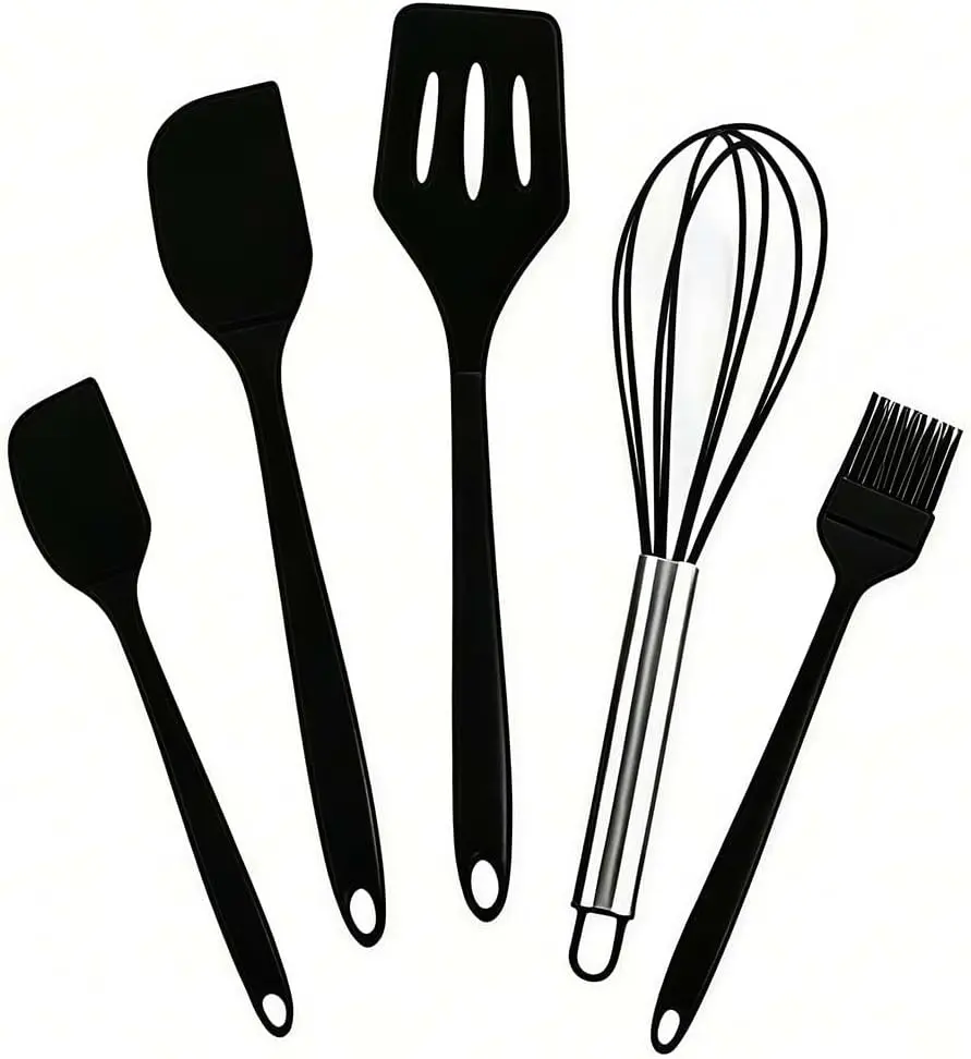 Spice 5-Piece Silicone Spatula Set for Baking Heat Resistant Kitchen Utensils Non-Stick Design Cooking & Mixing Tools for Bakeware