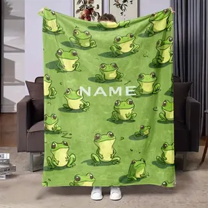 Personalized Frog-Themed Cozy Flannel Blanket - Soft, Warm & Versatile for All Seasons - Perfect Gift for Birthdays, Christmas & Valentine's Day