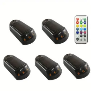 5pcs Solar Powered Wireless Truck Cab Lights with Remote Control - Solar Panel, Lithium Battery, No Wiring Needed, Compatible with Pickup Trucks, RV, Cabins - Ideal for Off-Grid, Construction, Farming, Camping - Enhanced Night Visibility & Interior