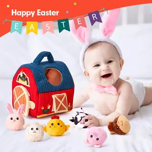 Baby Toys 6-12 Months - Surprise Barn Stuffed Farm Animals, Rattle, Crinkle, Mirror, Montessori Toys for 6 Month Old Babies Sensory Balls Toddlers 1-3 Gifts Christmas Baby Stocking Stuffers