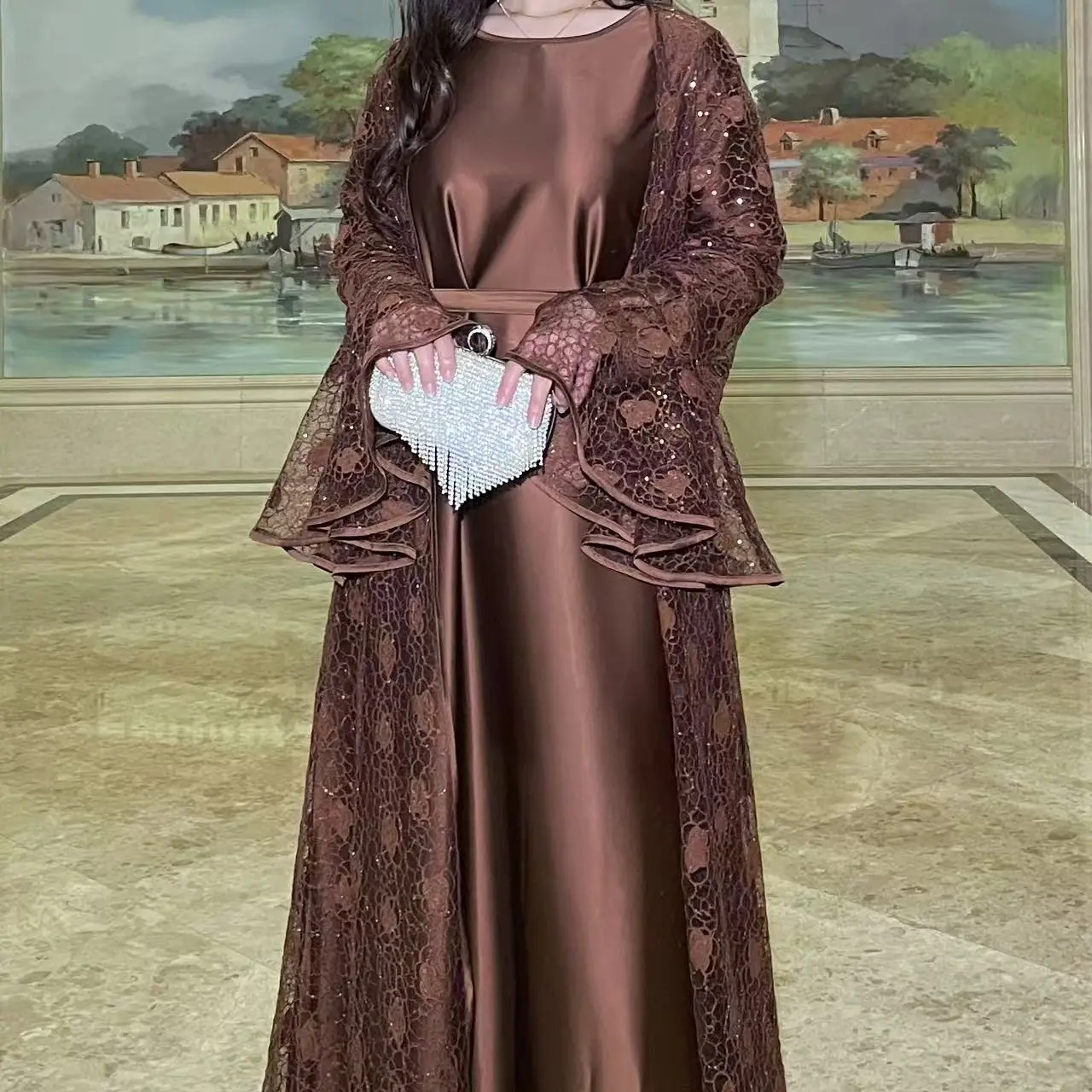 2025 Ramadan Promotion Shimmer Lace Abaya Set Women's Islamic Clothing Rose Pattern Lace Net Two-Piece Abaya Hand Wash Only - TikTok Shop 2025 Ramadan Promotion Shimmer Lace Abaya Set Women's Islamic Clothing Rose Pattern Lace Net Two-Piece Abaya Hand Wash Only - TikTok Shop