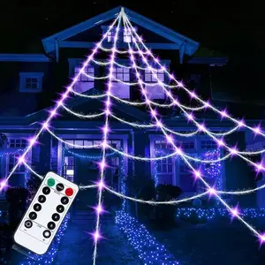 Giant Spider Web LED Light Display: Perfect for Spooky Halloween Décor