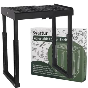 Svartur Adjustable Locker Shelf for School Locker, Height and Width Adjustable Locker Organizer for Work, Stackable Locker Tools for Gym Lockers, Office, Back to School Essentials, Black