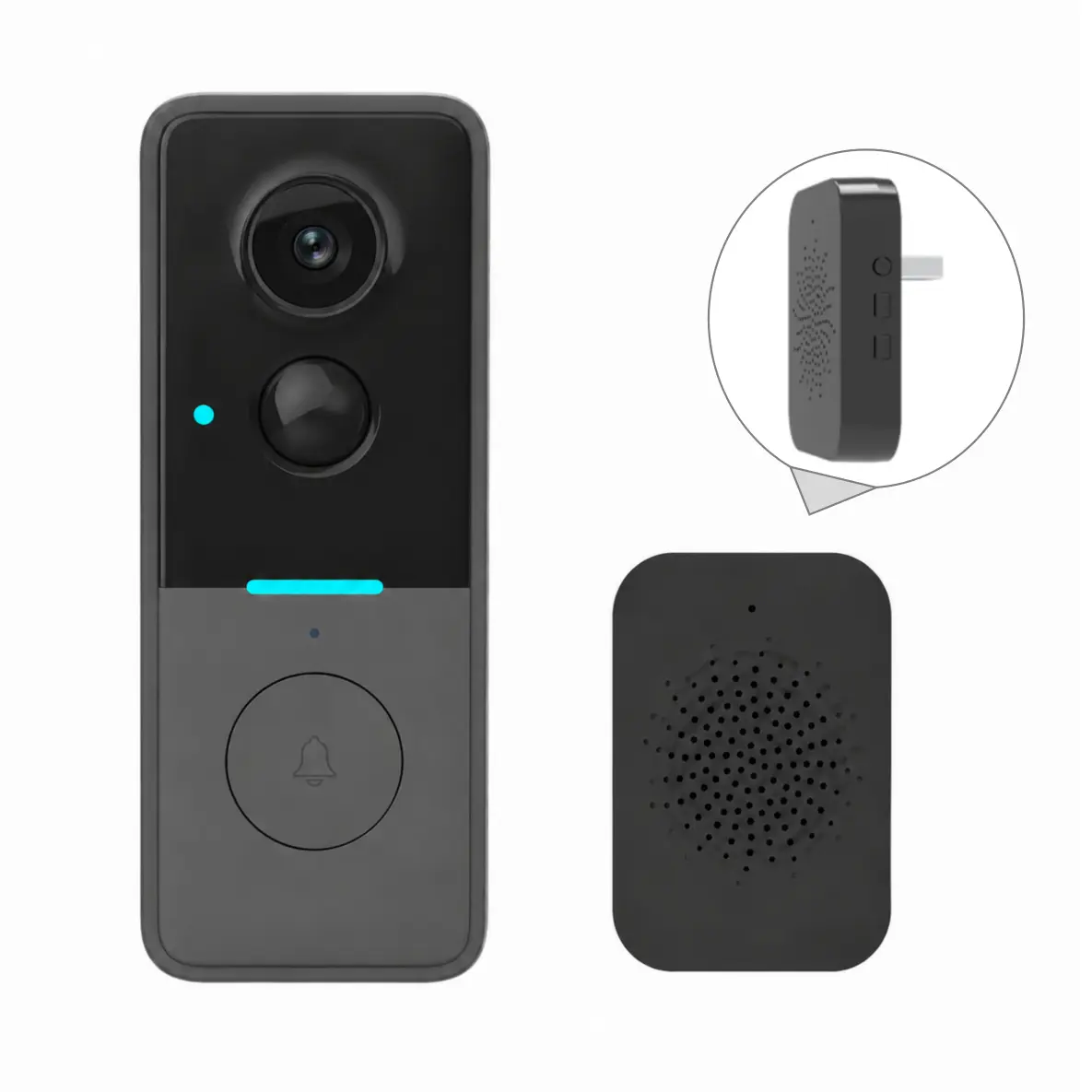 Doorbell Camera Wireless, Video Doorbell with Ring Chime, 1080P HD,  Battery Operated, Night Vision, 2-Way Audio, PIR Motion Detection, 2.4Ghz WiFi, IP66 Waterproof