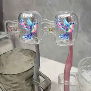 2pcs Colorful Hummingbird Toothbrush Clip Portable Toothbrush Combination Set for Home Use and Travel