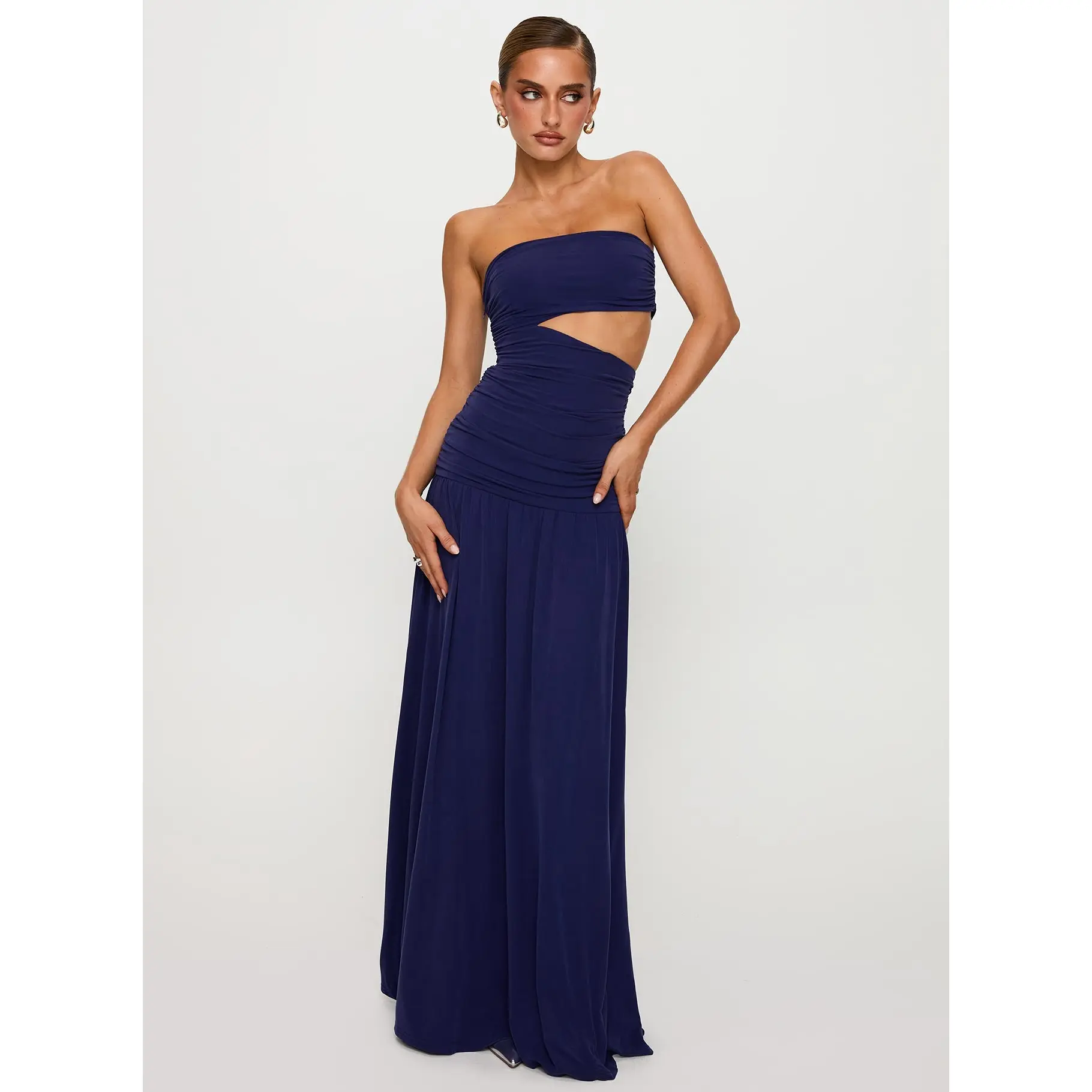 Grandeur Strapless Maxi Dress Navy - TikTok Shop