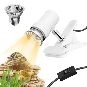 Reptile Heat Lamp  Turtle With 50w Uva/uvb Light Bulb 360°rotatable Clip Reptiles Basking For Amphibian And Tanks Terrariums Cages.(white)