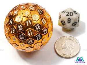 Tangerine D100 | 45mm Giant Orange & White Probability Percent D% | Metal Die (1)