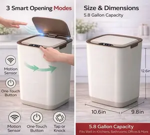 22L (5.8 Gal) Automatic Touchless Trash Can – Motion Sensor Smart Garbage Bin for Bathroom, Kitchen, Bedroom & Office
