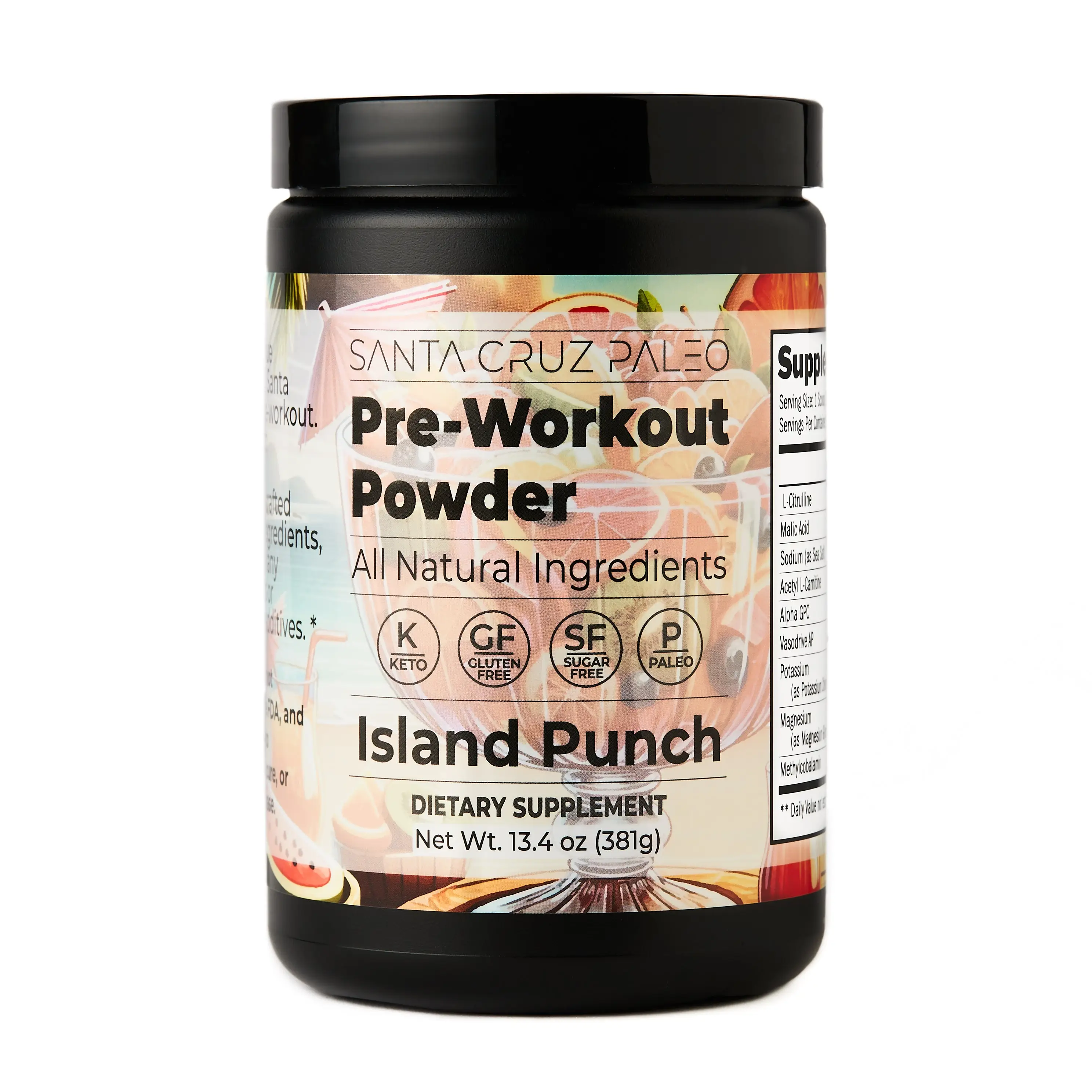 Santa Cruz Paleo Pre-Workout Powder | Non-Caffeinated | 30 Servings | All-Natural | Zero Artificial Additives