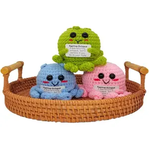 Cute Octopus Design Crochet Gift, 1 Count Mini Crochet Soft Stuffed Animal Positive Emotional Support Gift, Party Decoration, Emotional Support Gift, Birthday Gift, Cuddly Doll Gift