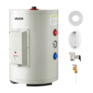 fathersdaygift VEVOR 6 Gallon Electric Tank Water Heater, 1600W Point-of-Use Hot Water Heater with LED Display, Knob Control, Top Outlet, 120V Storage Design with TP Valve for Studio Apartments, RVs, Gray