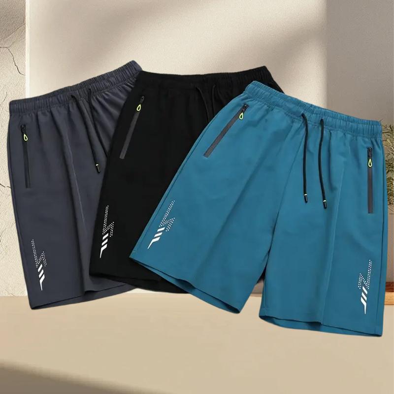 Lightweight   -  Waist with Adjustable Drawstring, Side Pockets,  Fabric for Basketball, Running, Beach & Outdoor Sports -  , Workout Gear, Regular Fit, Comfortable Fit, Gym Enthusiasts Quick-Dry Elastic Athletic Shorts Set men's summer Casual Breathable
