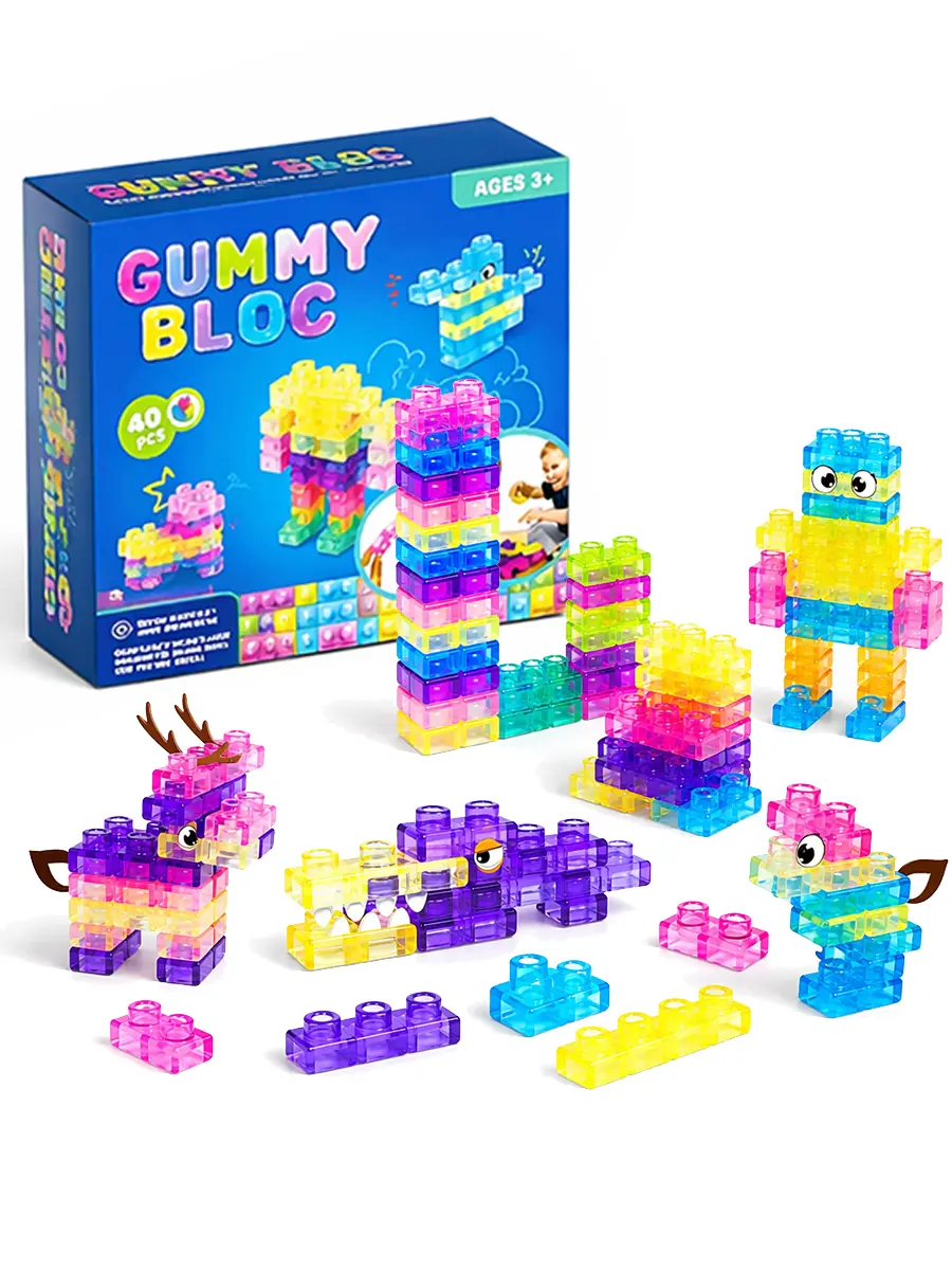 20pcs Sensory Soft Rubber Building Blocks Set for Toddlers 3-6 Years - Non-Toxic Montessori Squishy Stacking Blocks Tower Game, Compact, Easy to Clean & Store, Squeezable Stretchable Preschool Early Learning Puzzle Playset for Creativity Boost, Stacking B