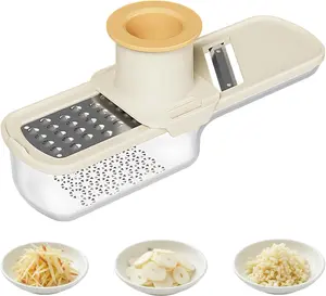 3-in-1 Garlic & Ginger Prep Tool, Multi-Function Slicer, Grater & Mincer with Storage Container for Fast Kitchen Prep