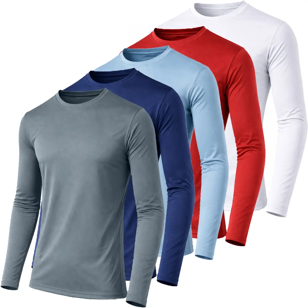 (Long Sleeve) Charcoal-Navy-L.Blue-Red-White