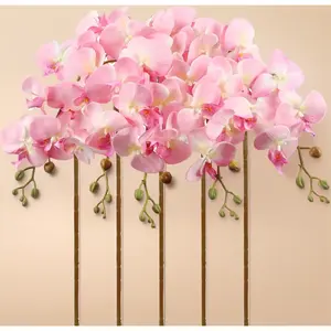 5PCS Pink Fake Orchid Stems 35.4" Artificial Phalaenopsis Branches Faux Silk Flowers for Tall Vase Bridal Shower Home Party Wedding Centerpieces