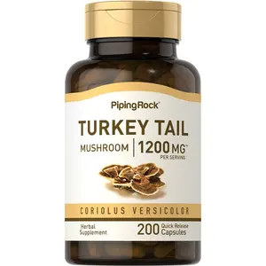 Piping Rock Turkey Tail Mushroom Capsules 1200mg | 200 Pills | Coriolus Versicolor | Herbal Extract Supplement | Non-GMO, Gluten Free