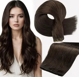 Full Shine Genius Weft Hair Extensions Hand Tied Weft Human Straight Hair For Women 50-60G