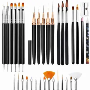 34Pcs Nail Art Brush Set - Complete Kit with Dotting Tool, Liner Brushes, Acrylic Brushes, Ombre Brush, Cuticle Tool, Rhinestone Picker Pencil for Beginner to Pro Nail Design