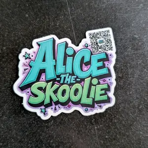Alice_the_Skoolie Sticker V2 - Vinyl Decorative Sticker Featuring "Alice the Skoolie" Design with Colorful Letters and Stars