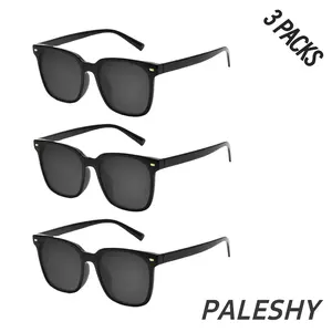 Paleshy 3-Pair Ultra-Light PC Sunglasses Unisex UV400 Protection Anti-Glare HD Lenses Sleek Black Eyewear for Events Driving Parties Gifts Lightweight Comfortable Stylish Design