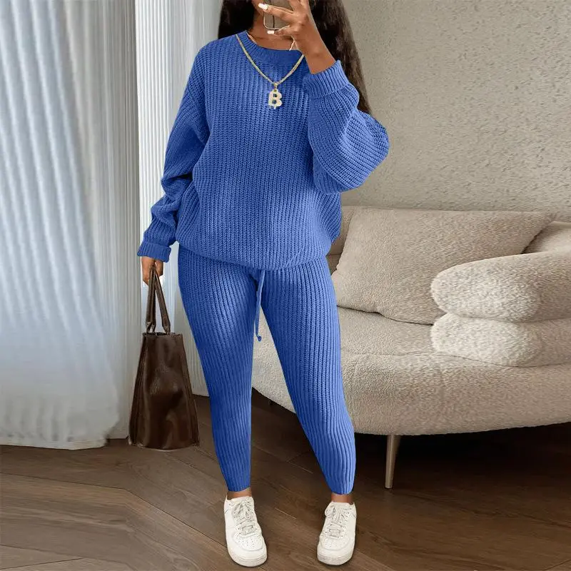 Chic Women's Solid Drop Shoulder Sweater & Drawstring Waist Pants Two-piece Set, Fall Outfits, Casual Fashion Cozy Knitwear Set for Daily Outdoor Wear, Women's Matching Knitwear for Fall & Winter, Womenswear & Underwear, Suits�� gift�� Chic Women's Solid Drop Shoulder Sweater & Drawstring Waist Pants Two-piece Set, Fall Outfits, Casual Fashion Cozy Knitwear Set for Daily Outdoor Wear, Women's Matching Knitwear for Fall & Winter, Womenswear & Underwear, Suits�� gift��