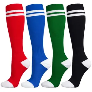 ISUNIE Compression Socks 4 Pairs 15–20 mmHg for Men & Women, Soft Breathable Knee High Support Socks for Soccer, Running, Travel, Office, Sports & All-Day Comfort