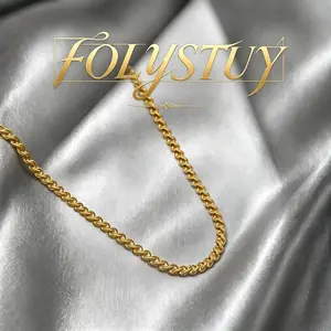 [FOLYSTUY(YNY01)]Classic Thick Twisted Rope Link Necklace, Premium Gold Tone Braided Textured Chain With Easy Hook Clasp, Minimalist Statement Neck Jewelry For Daily Street Style, Birthday & Holiday Fashion Gift For Women & Men