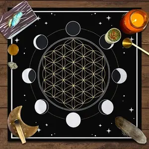 Moon & Star & Geometric & Constellation Pattern Tarot Card Divination Tablecloth, 1 Count Simple Geometry Pattern Table Runner, Table Decoration Supplies boys and girls room decor