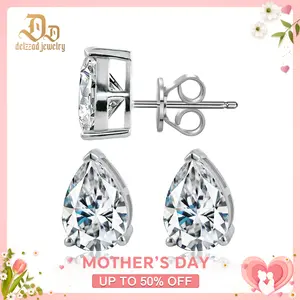 Delzzad Pear Cut Stud Earrings Lab-Created Moissanite Stud Earring S925 Sterling Silver Moissanite Jewelry Perfect Birthday Mother’s Day Christmas Gift for Men Women Wedding Set