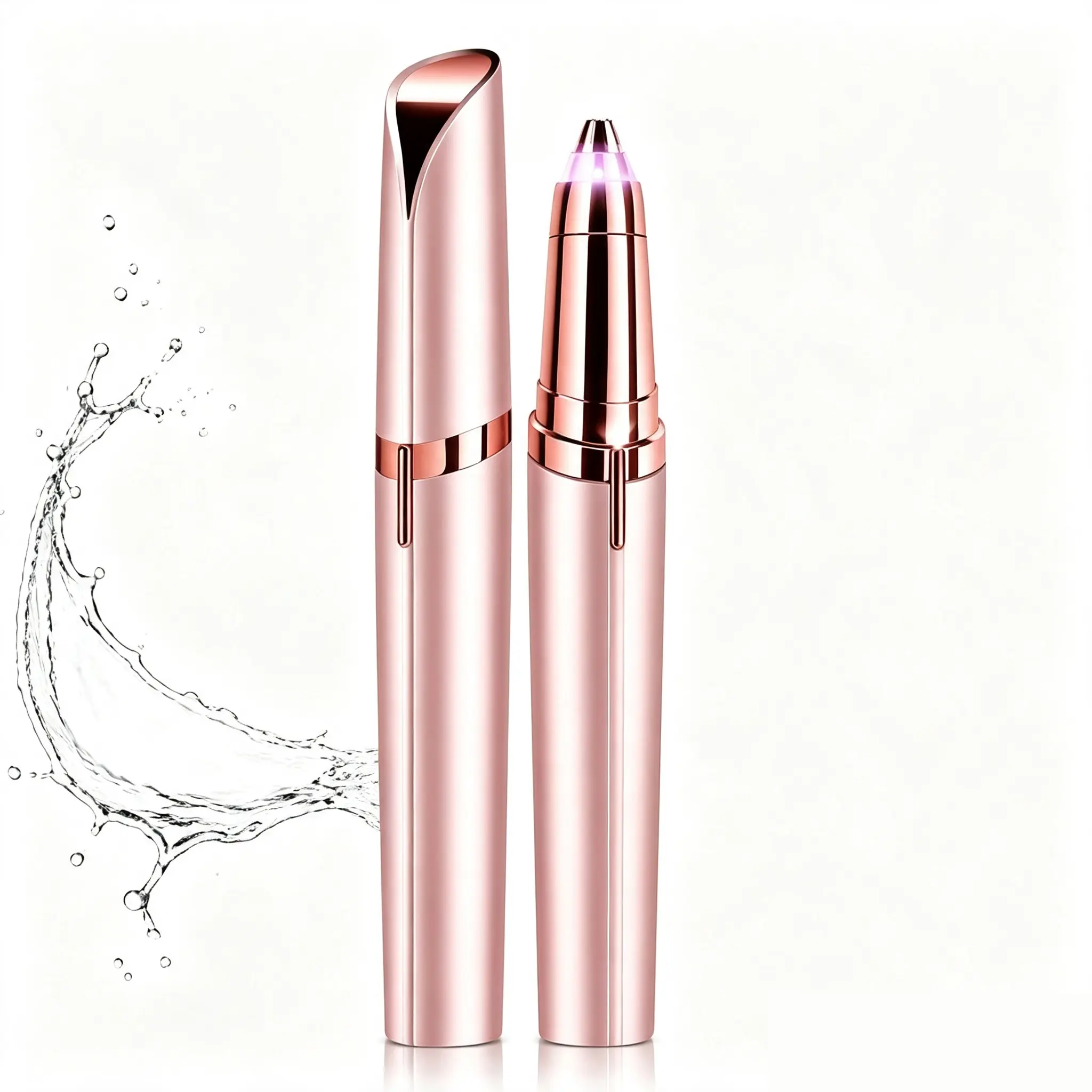 Women's Rechargeable Electric Eyebrow Trimmer - Portable Painless Eyebrow Razors with Pivoting Head, Stainless Steel Blade, Cleaning Brush for Precise At-Home Hair Removal, Travel Size for Abs, Neck, Ears, Cordless Compact Tools and Gadgets for Her, Light